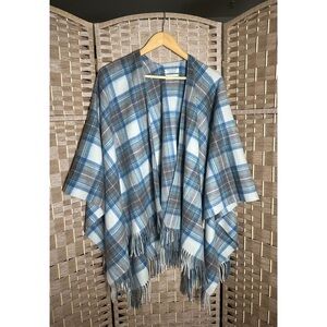 Lochmere 100% Cashmere Plaid Fringe Shawl Cape